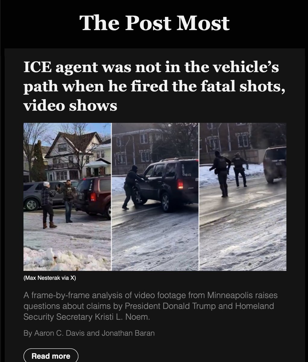 JohnRLottJr's tweet image. Here is the Washington Post's headline and subtitle on the Minnesota shooting of the woman who struck the ICE agent with her car. If you have any questions about what happened, see the video below.
#ICE #ICELawlessness @washingtonpost #MediaBias