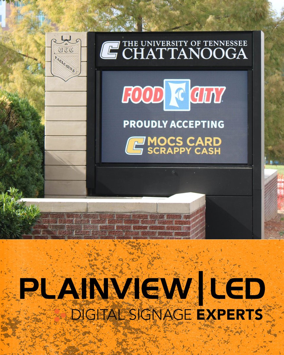 PlainViewLED's tweet image. Big messages deserve a bright stage.
Proud to see our LED message center welcoming Mocs Card Scrappy Cash at the University of Tennessee at Chattanooga. Clear, dynamic communication right where the community gathers.
-
-
-
-
#LEDSignage #DigitalSignage #CampusCommunication