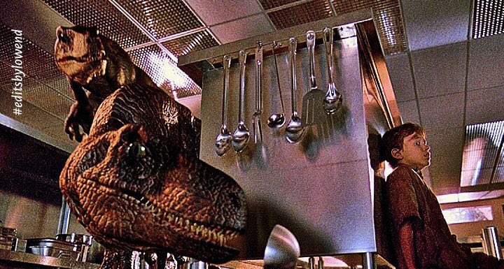 ReddCinema's tweet image. Raptors walk into your kitchen. What’s the first thing you’re using to defend yourself?
