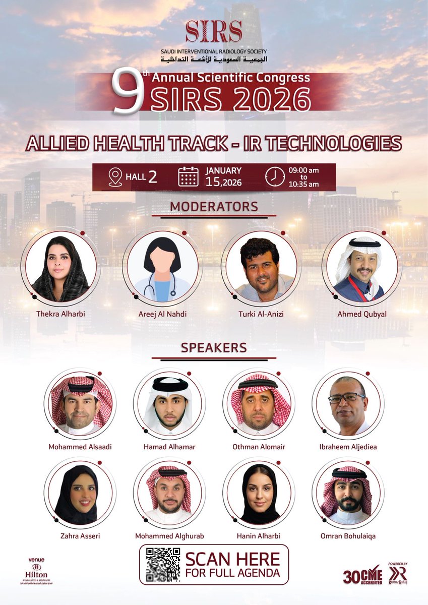 🩺 Allied Health Track | Session: IR Technologies
Part of the 9th Annual Interventional Radiology Scientific Congress – SIRS 2026

🗓️ January 15, 2026
⏰ 09:00 AM – 10:35 AM
📍 Hall 2 

Join allied health professionals for an insightful session highlighting interventional