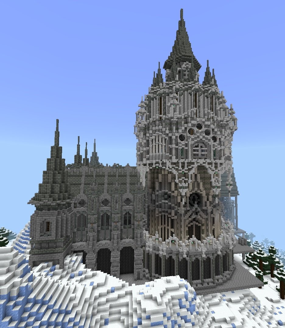 airless039's tweet image. 主塔完成しました　ちょいと大き過ぎたか…☘️
#マイクラ　#Minecraft