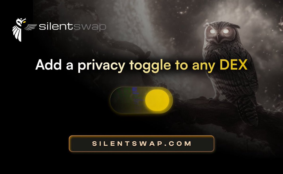 TheSGDJ's tweet photo. Close your eyes and imagine that  one day someone builds the PERFECT PRIVACY solution. One that…

-Private Swaps ✅
- Provides Full Self Custody ✅ 
- Full Regulatory Compliance ✅ 
- Swaps cross chain ✅ 
- Sends to up to 10 different wallets in a single transaction ✅ 
- Fast Transaction time ✅
- Low fees ✅ 
- Multiple highly rated 3rd party audits by @HalbornSecurity , @CertiK & Haken
- @SatoshiLite & @RealCryptoFace on the board of advisors 
- Recent winner 🏆 of @BNBCHAIN Hackathon
- Easily integrates into any wallet or DEX

You can your eyes 👀 now, good news! @SilentSwap has done just that!