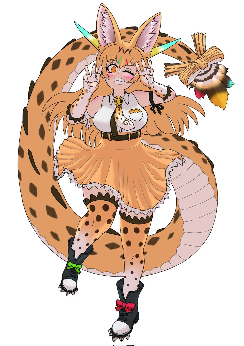 Daeq9jNiKct2pc2's tweet image. ドラゴンサーバルちゃん進捗