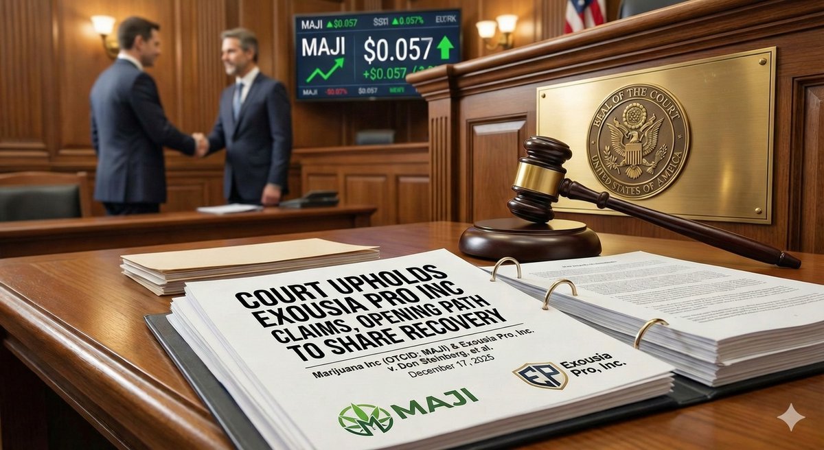 $MAJI: 🔥Massive Legal Win 🏛️ 
• Court denies dismissal, claims proceed 
• Path to share buyback/recovery open 
• Trades at $2M cap but holds $15.6M in $LMMY

CLICK HERE: drive.google.com/file/d/1VkBSg5…

$FNMA $NWBO $ECOX $AVXL $ANPA $NBY $VLN $GP