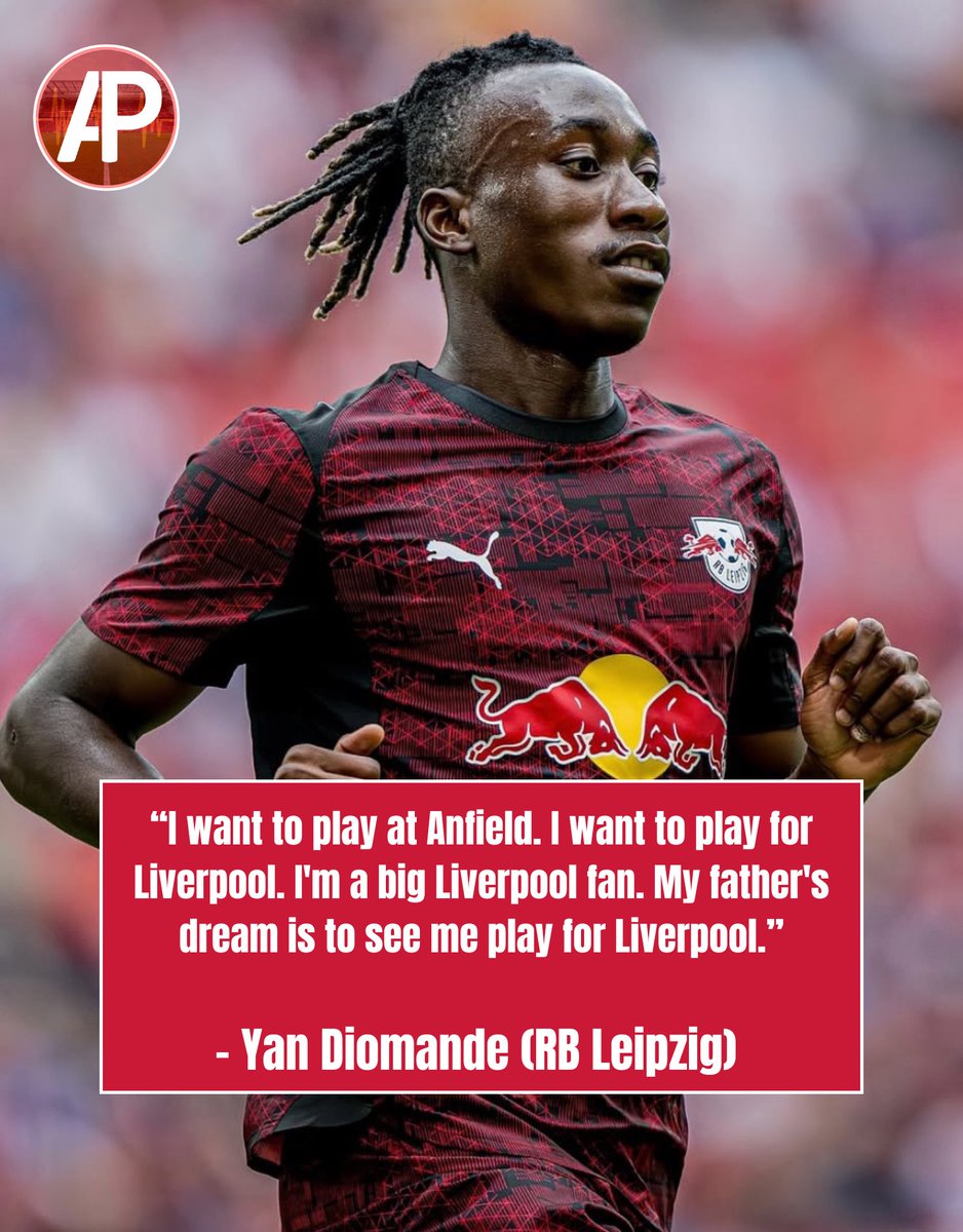 _AnfieldPulse's tweet image. 🚨🇨🇮| 𝗤𝗨𝗢𝗧𝗘 - Yan Diomande (19):

“I want to play at Anfield. I want to play for Liverpool. I'm a big Liverpool fan. My father's dream is to see me play for Liverpool.”

#LFC