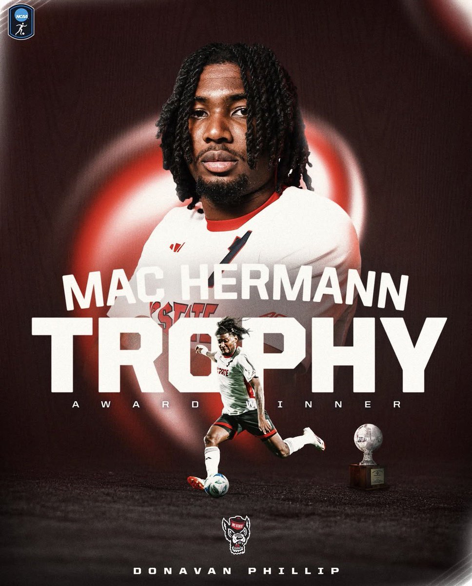NC State star striker Donavan Phillip has been named the winner of the MAC Hermann Trophy! 🏆 

The Hermann Trophy is college soccer's oldest and most prestigious award — soccer's equivalent of the Heisman Trophy.