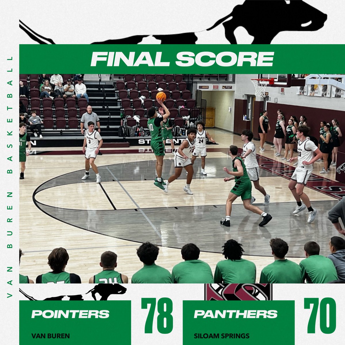 FINAL!
Van Buren leaves Siloam 3-0 on the night with the Pointers closing it out with a huge win!
They move to 13-5 and 2-0 in the 5A West!