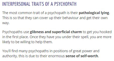 johnlew40540571's tweet photo. @donwinslow The 'Hare Psychopathy Checklist' provides aobjective appraisal; score Trump on each criterion
0 = does not apply
1 = applies somewhat
2 = definitely applies) to create a rank of 0 to 40.
A score  of 30+ indicates that the US 'suffers' from a Narcissistic Personality Disorder. https://t.co/VGgt2wVqOD