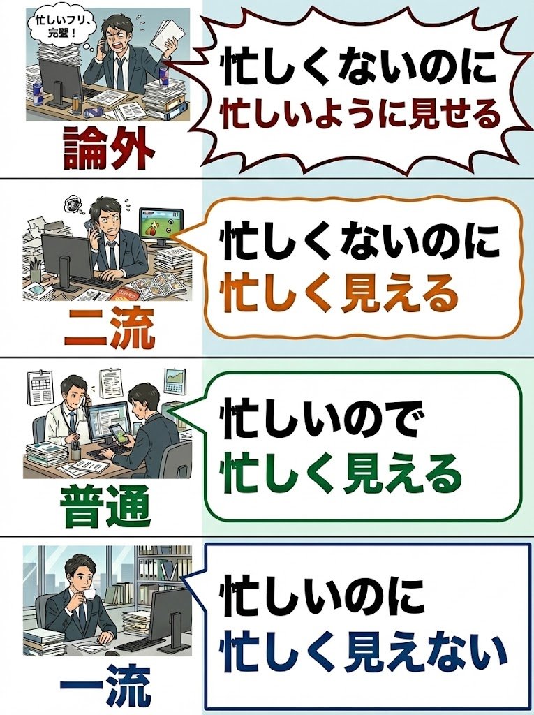 忙しいのに忙しく見えないなら、わかんないじゃん仕事レベル これって