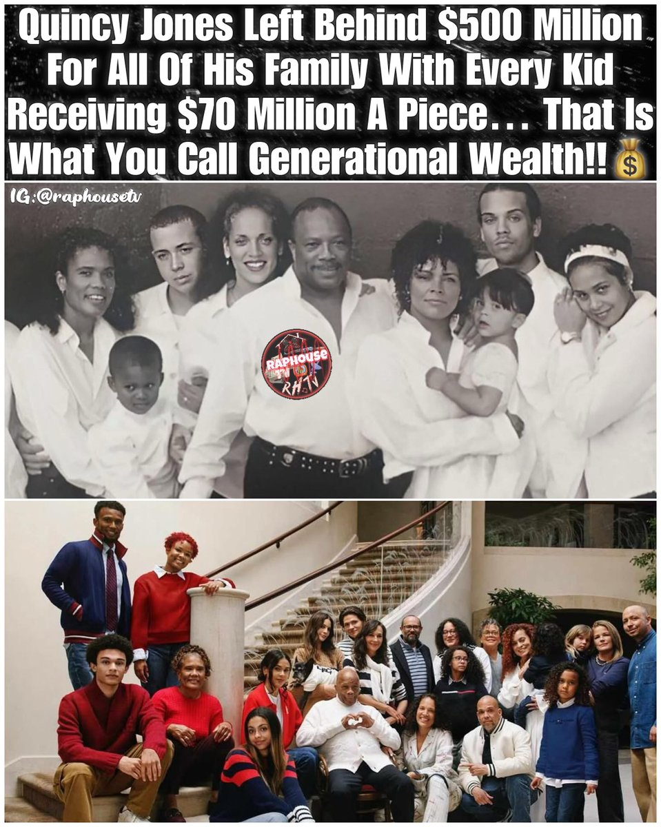 Quincy Jones Left Behind $500 Million For All Of His Family With Every Kid Receiving $70 Million A Piece… That Is What You Call Generational Wealth! 💰👨‍👩‍👧‍👦