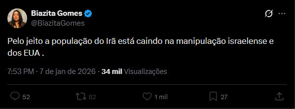 FriedHardt's tweet image. 23:59- população da venezuela comemora prisão de ditador comunista por nação estrangeira.
brasileirinho: isso é uma violação da soberania. o povo tem que ser protagonista da própria história!!

00:00- população do Irã se revolta com teocracia fundamentalista e vai às ruas para…