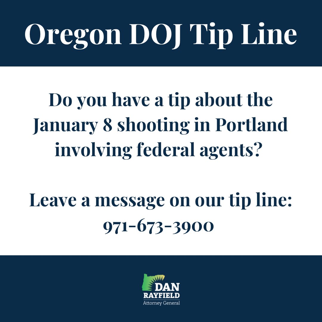 AGDanRayfield's tweet photo. Our responsibility is to make sure the facts are gathered carefully and lawfully, and the integrity of the investigation process is protected. 

If you have information about the January 8 shooting involving federal agents in Portland, leave us a voicemail: 971-673-3900 

 #orpol https://t.co/KQejhKkntI