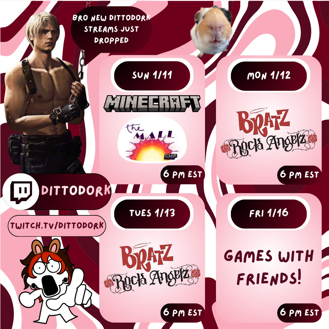 ditto_dork's tweet photo. ZOO WEE MAMA! New stream schedule just dropped :3 https://t.co/mp1tTRfIye