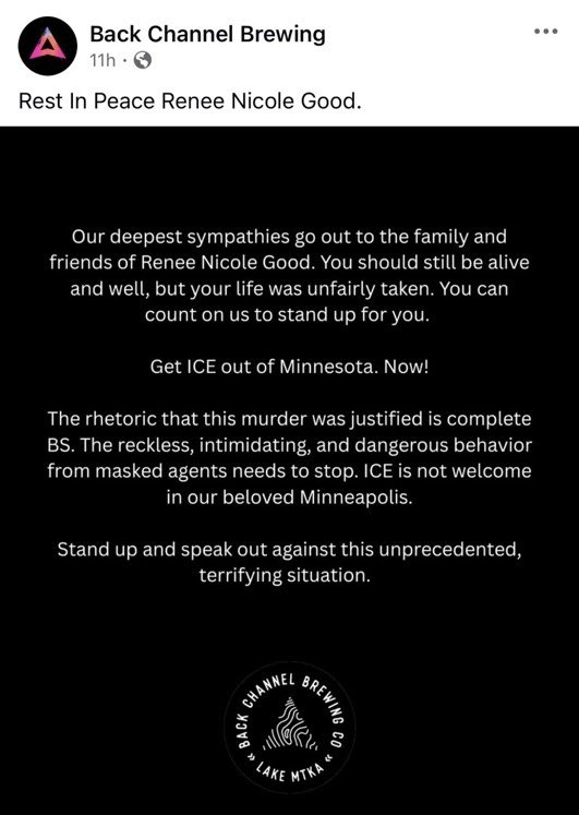 GrageDustin's tweet image. INBOX: Back Channel Brewing off of Lake Minnetonka doesn’t want your business if you support law enforcement.

Noted.