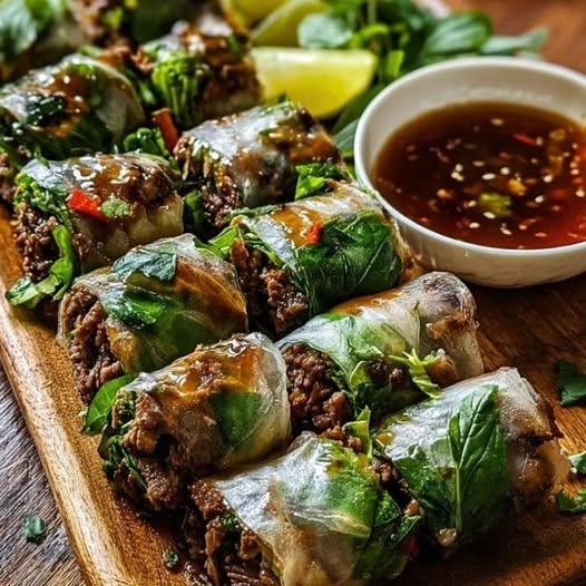 ann_ann886's tweet photo. Thai Basil Beef Rolls https://t.co/0v56mKAwY6