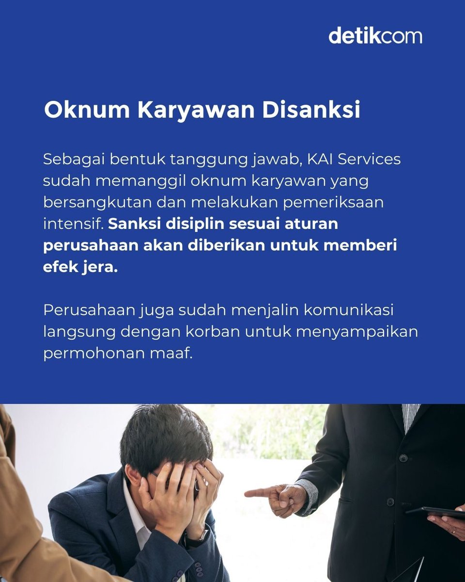 detikfinance's tweet photo. Sebagai bentuk tanggung jawab, KAI Services menjatuhkan sanksi kepada oknum terkait dan melakukan evaluasi menyeluruh terhadap sistem akses data, serta mengedukasi ulang seluruh petugas frontliner soal UU Perlindungan Data Pribadi (UU PDP).⁣
⁣
#detikfinance #datapribadi https://t.co/jYEQGMc5sj