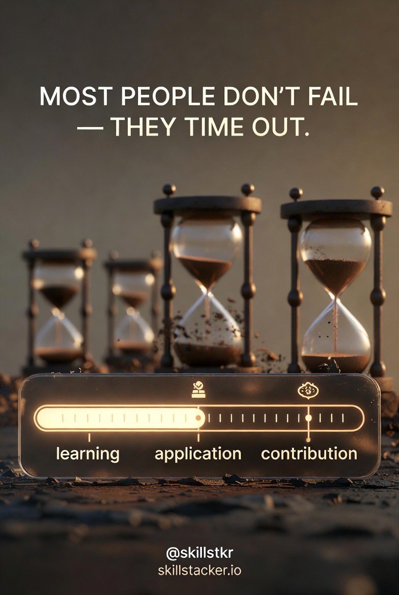 MAXStkrAI's tweet image. People don’t quit because they’re incapable.

They quit because the system never rewarded progress early enough.

When effort feels invisible, motivation dies.

SkillStacker is designed to shorten that gap…

so learning, contribution, and upside connect before burnout hits.

🔗…