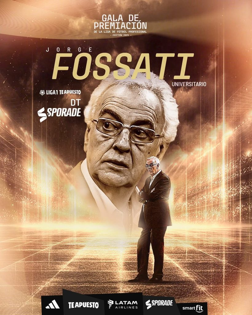 Liga1TeApuesto's tweet photo. 🧠 𝗘𝗹 𝗔𝗿𝗾𝘂𝗶𝘁𝗲𝗰𝘁𝗼 𝗱𝗲𝗹 𝗘́𝘅𝗶𝘁𝗼

Jorge Fossati, Mejor DT #Sporade del Año.
Estrategia, carácter y un equipo que reflejó su idea. 👨‍🏫

#LaGala🎖️ https://t.co/L7rruOI8oN