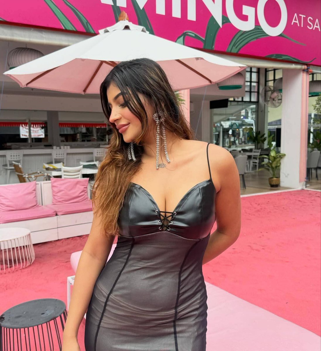 Keerthi560221's tweet photo. "Turning heads and breaking hearts in this killer black fit 🔥 Leather and lace-up vibes got me feeling unstoppable tonight 💋"

#BlackDress #LBD #SexyVibes #OutfitOfTheNight #FlamingoNights #SlayQueen #BoldAndBeautiful #FashionKilla #HotGirlSummer #ConfidenceIsKey #GlamLife #CurvesOnFleek #NightOut #StyleInspo #allblackeverything