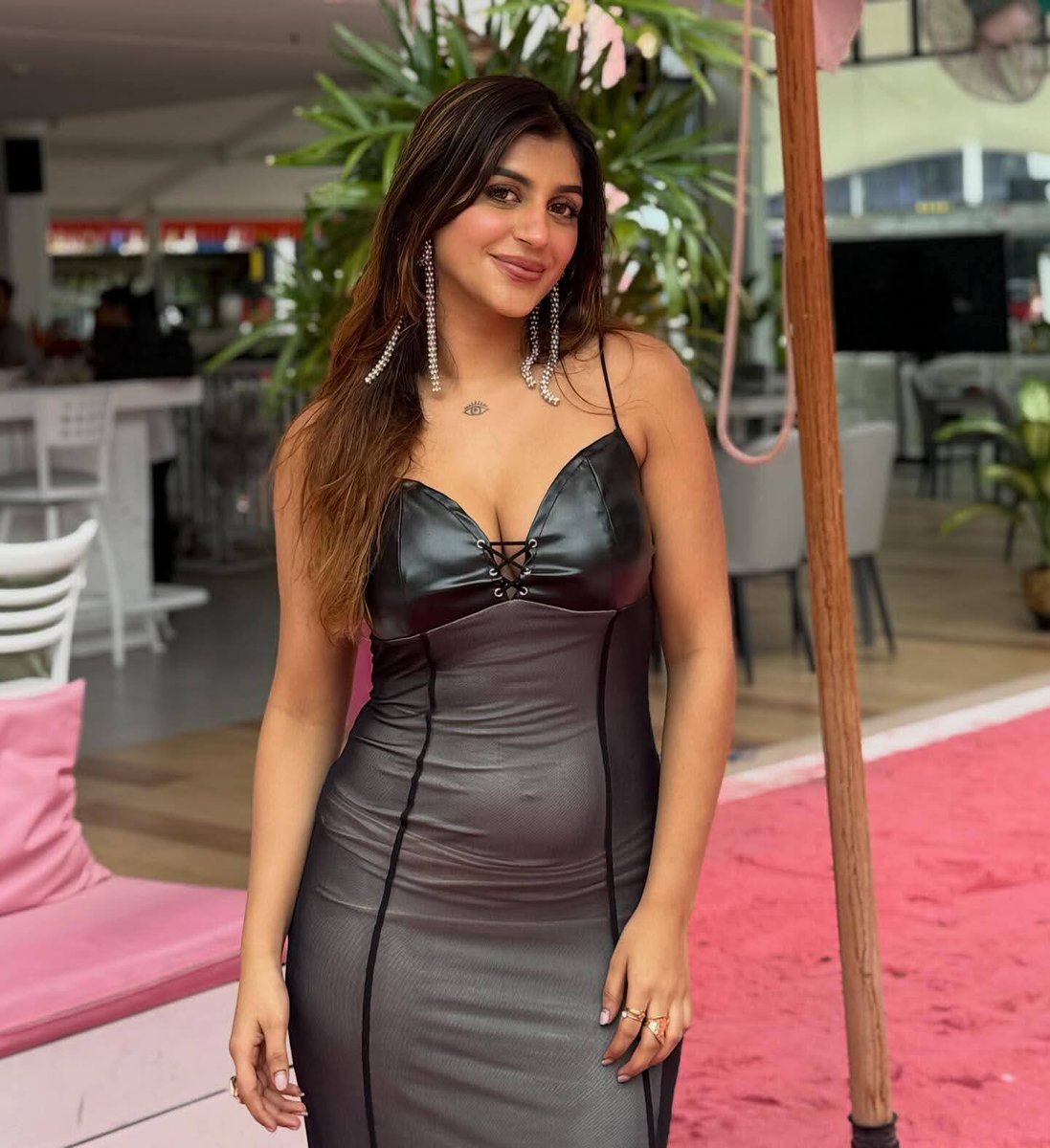 Keerthi560221's tweet photo. "Turning heads and breaking hearts in this killer black fit 🔥 Leather and lace-up vibes got me feeling unstoppable tonight 💋"

#BlackDress #LBD #SexyVibes #OutfitOfTheNight #FlamingoNights #SlayQueen #BoldAndBeautiful #FashionKilla #HotGirlSummer #ConfidenceIsKey #GlamLife #CurvesOnFleek #NightOut #StyleInspo #allblackeverything