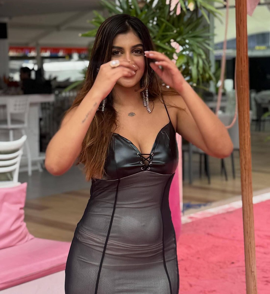 Keerthi560221's tweet photo. "Turning heads and breaking hearts in this killer black fit 🔥 Leather and lace-up vibes got me feeling unstoppable tonight 💋"

#BlackDress #LBD #SexyVibes #OutfitOfTheNight #FlamingoNights #SlayQueen #BoldAndBeautiful #FashionKilla #HotGirlSummer #ConfidenceIsKey #GlamLife #CurvesOnFleek #NightOut #StyleInspo #allblackeverything