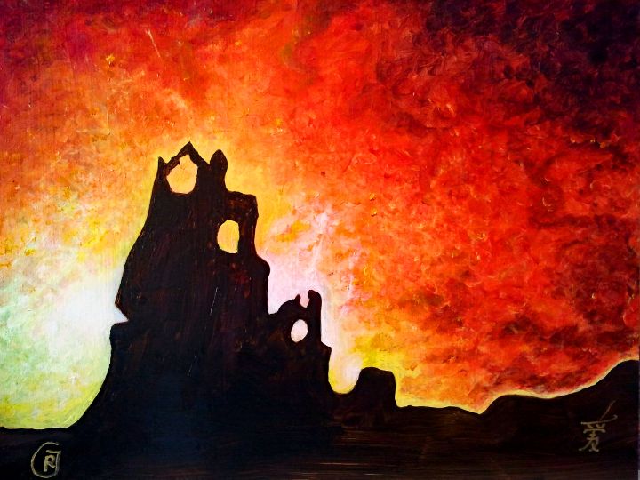 ArtistRhia's tweet photo. Art of the Day! "Red Sunset and a Castle". Buy at: https://t.co/4RrBkkhqiY https://t.co/fc4pCvm47l