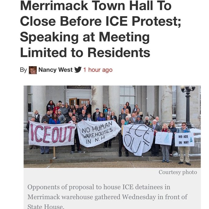 HollisGOP's tweet photo. Disappointing to see our #Hollis #NH State Rep @KatMcGhee4NH out with the anti-#ICE crowd. We need our elected representatives to support all our law enforcement officers. #NHPolitics https://t.co/rlWw40R3C4