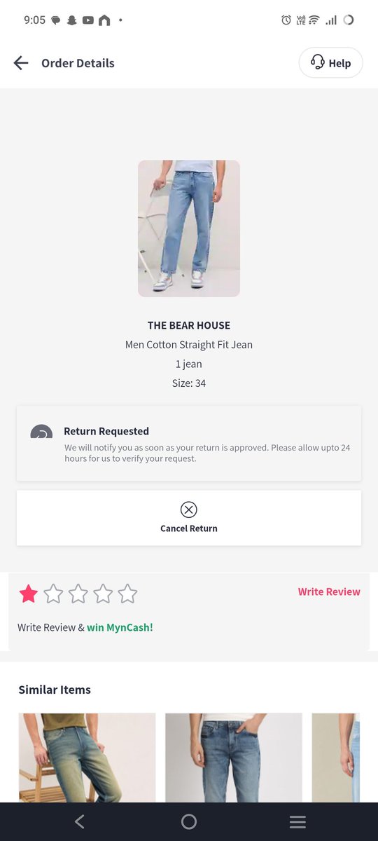 ConsumerFo80923's tweet photo. @myntra @jagograhakjago 
I purchase axjeans from Myntra but I recived wrong jeans of same brand from Myntra I already raise a return request but everytime reject myntra is a fraud, my order no is:-Order Number: 1319398-4636611-5098803 https://t.co/cEEyBbQTFE