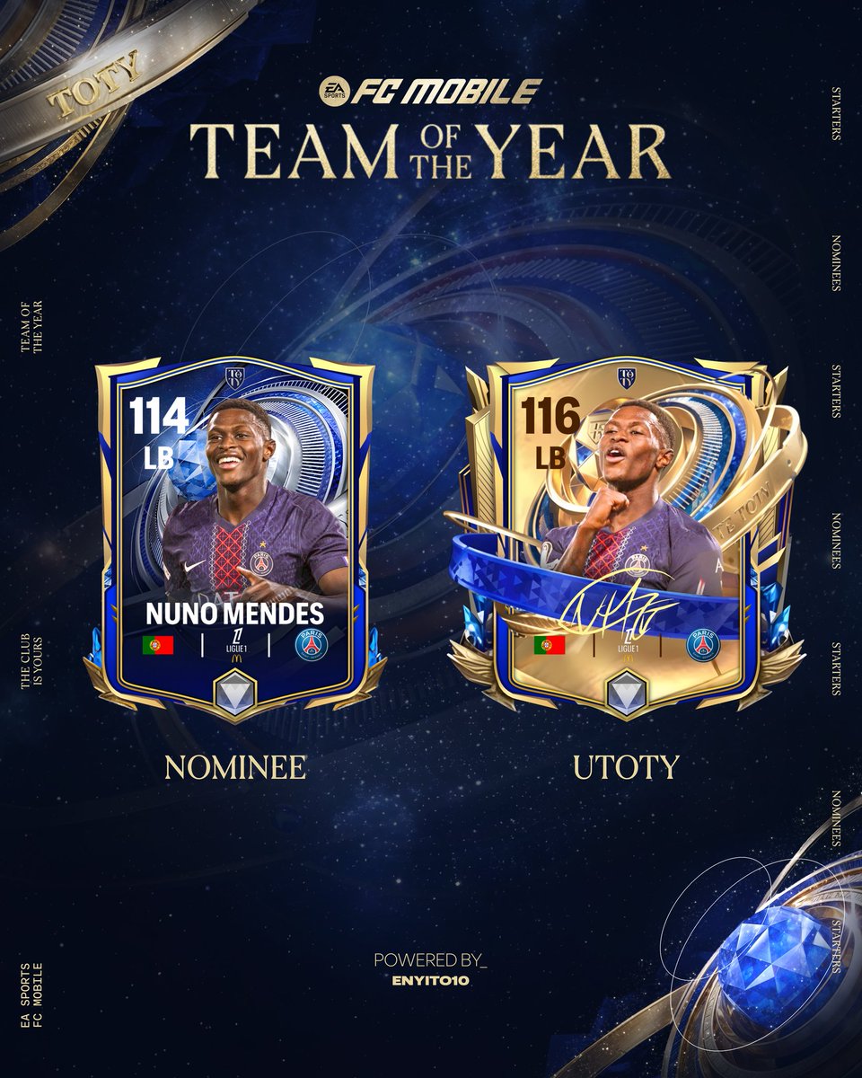 enyito_10's tweet photo. Ultimate TOTY &amp; Nominee Predictions

Official design of the TOTY card!

Which is your favorite full-back?

#FCMobile #TOTY #UTOTY #Defenders #FC26 https://t.co/LDTmUE0jl6