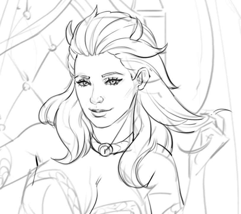 Orchazmicart's tweet photo. New year, new piece for @TeraSuccubi . excited to share a progress for a new piece I'm doing featuring Cassie in a unique dress exclusively for her. https://t.co/fhyFd8PIxK