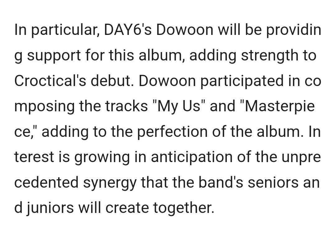 Dowoon participated in composing the tracks "My Us" for Croctical debut Album 

wow 🫶🫶

v.daum.net/v/202601101221…