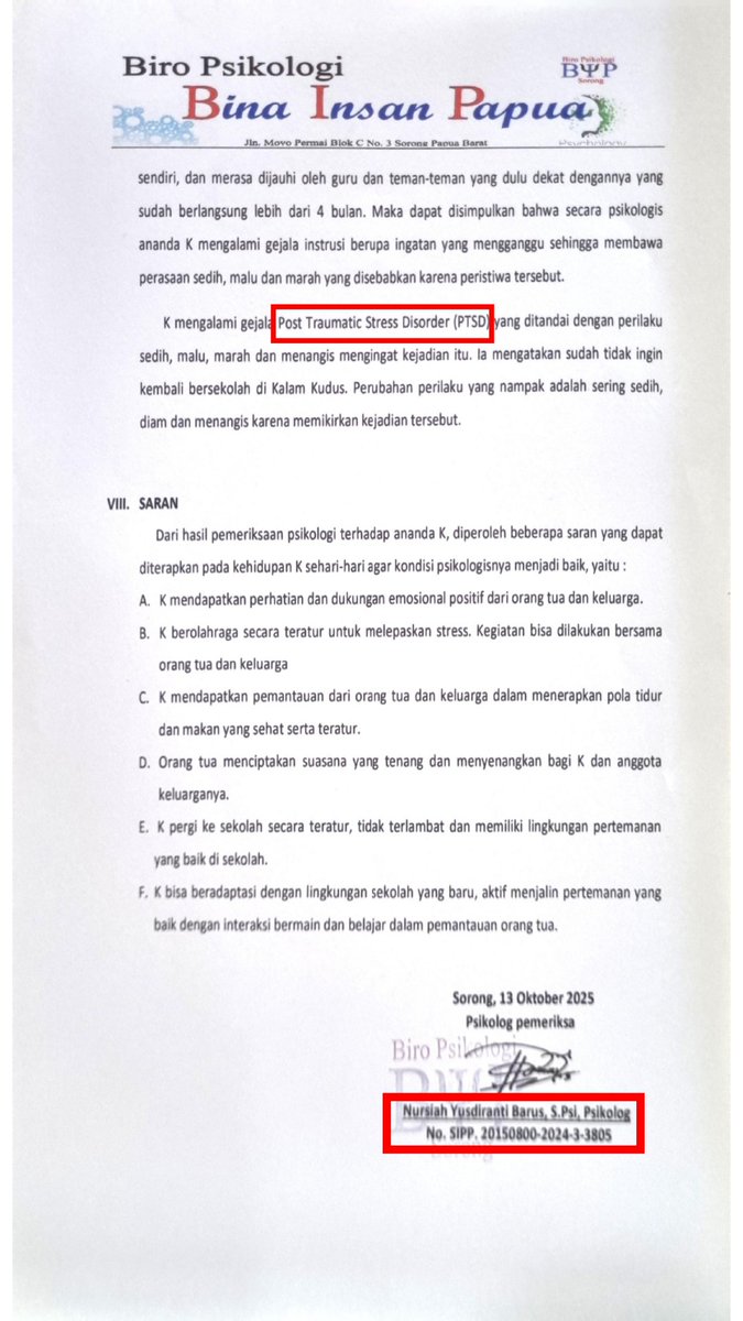 LexWu_13's tweet photo. Saya rasa memahami Abuse OF Power ini tidak sulit kanda @ahriesonta , @ListyoSigitP @Divpropam 
tanpa harus Sekolah Hukum untuk memahami ini terjadi pelanggaran PerKap, Perpol dan Etik Polri. Mirisnya ini berpangkat Kombes! dan menjabat sebagai Dirpidum Polda Papua Barat yang Kapoldanya Bahradaksa 91 juga.
1. SP2HP tanggal 4 Desember,  jelas Pointnya ada dinyatakan telah memeriksa AHLI Psikolog bernama Nursiah Yusdrianti.
2. Hasil Pemeriksaan Psikolog jelas menyatakan bahwa Korban Anak mengalami PTSD. 
3. SP3 Penghentian Penyelidikan juga tanggal 4, sama dengan tanggal SP2HP. dan mirisnya menyatakan tidak ditemukan adanya peristiwa pidana.
Artinya mengesampingkan temuan AHLI, dan Fakta Korban Pengalami PTSD. 
atau kepolisian baru bekerja, kalau korban yang masih anak bunuh diri karena stres?
Coba TIM Reformasi POLRI @mohmahfudmd persoalan ini di perhatikan betul-betul.

Miris sekali, Melati 3, apa saking buru-buru pengen ngejar Turun Bintang, sampai Nabrak : 
Perkapolri No. 6 Tahun 2019 tentang Penyelidikan Tindak Pidana  :
1. Pasal 10 ayat (1) huruf b dan c: Penyidik wajib mempertimbangkan  keterangan saksi dan ahli, termasuk psikolog.  
2.  Pasal 12 ayat (1) dan (2): Penghentian penyelidikan hanya sah jika seluruh  alat bukti dipertimbangkan dalam gelar perkara.  
3. Pasal 3 ayat (2): Penyelidikan harus profesional, transparan, akuntabel, serta  melindungi kelompok rentan.  
4. Pasal 1 angka 7 dan 8: Keterangan ahli (psikolog) adalah alat bukti sah yang  wajib diperhitungkan. 
 - Kode Etik Profesi Polri  diabaikan- 
Bahkan   UU Perlindungan Anak No. 35 Tahun 2014  o Pasal 76A jo 77: Larangan perlakuan diskriminatif terhadap anak juga di Tabrak!

@prabowo Percuma Program MBG di kejar katanya untuk anak-anak tapi anak-anak dibiarkan jadi Korban ketidak Adilan Hukum.

@kompolnas_ri Coba Institusi ini jangan terlalu lucu! Laporan langgsung ke Propam, sudah sampai di lokasi malah di suruh online, padahal ada ratusan orang di gedung PROPAM itu.