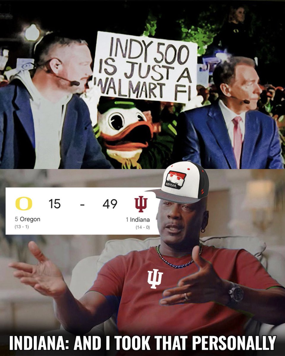 Three months later, the streets didn’t forget. #CFBPlayoff

Don’t mess with the Indy 500. 😌