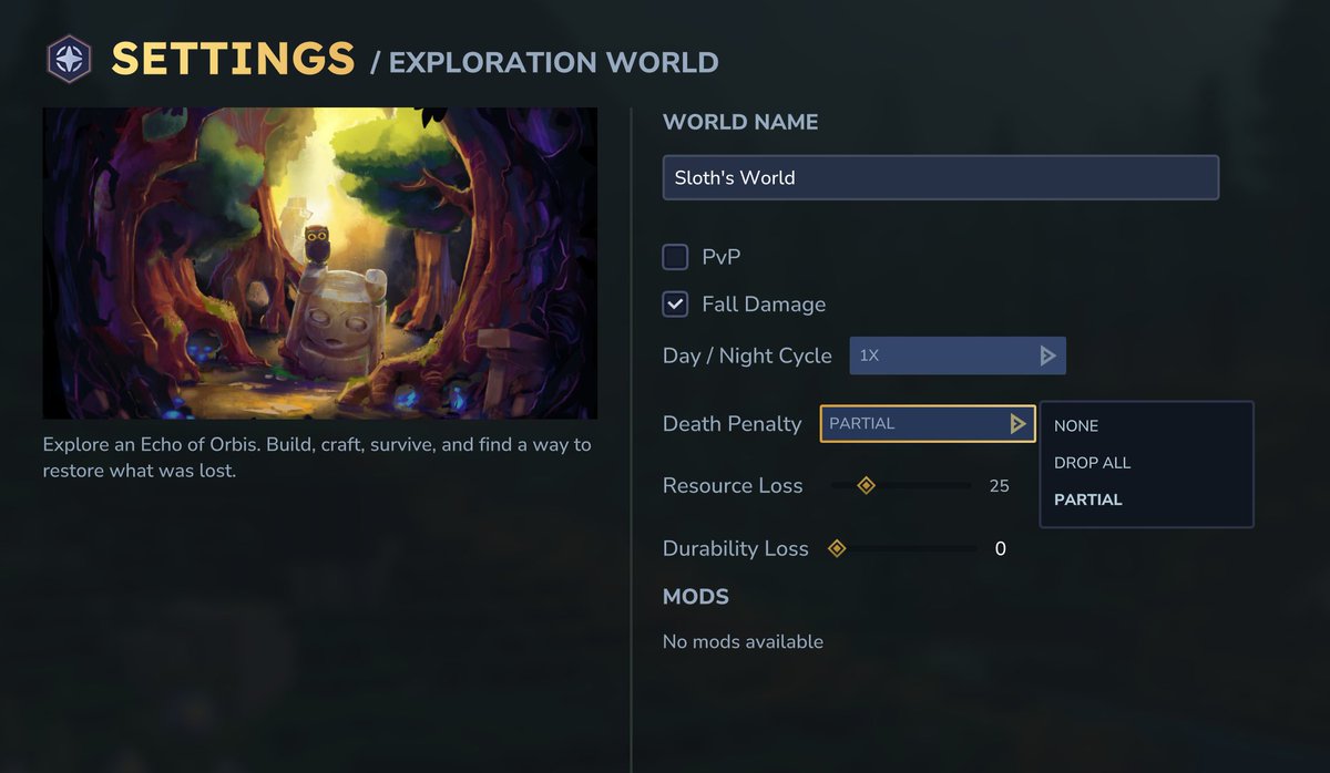 Simon_Hypixel's tweet image. Added world settings just in time for launch. Will add more options later. Yes, you will also see your installed mods in there!
