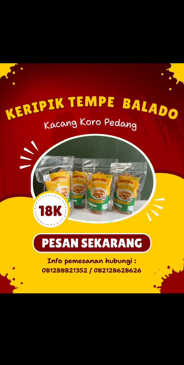 RayaAidal's tweet photo. Teman teman izin jualan ya!! 

"🔥 Kacang Koro Pedang Rasa Balado! 🔥"

Pedasnya bikin nagih! 🌶️

Cocok buat camilan sehari-hari atau teman nonton film favoritmu 😋
Kacang koro pedang yang renyah dan gurih, dengan sensasi pedas balado yang bikin kamu ingin lagi dan lagi! 😍 https://t.co/qXe4CrJtbP