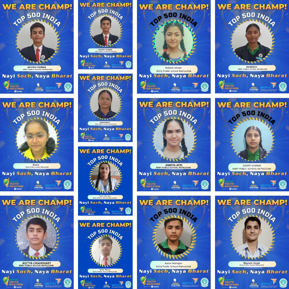 aps_ratnuchak's tweet photo. 🌟Youth Ideathon 2025 | National Milestone
We are immensely proud to announce that 4 teams from APS Ratnuchak have advanced to the #Top500 of #SYI2025, showcasing innovation through working prototypes.
Excellence in action!🚀
@EduMinOfIndia @cbseindia29 @ThinkStartup1 @MEPSCindia https://t.co/vV3MPXWchk