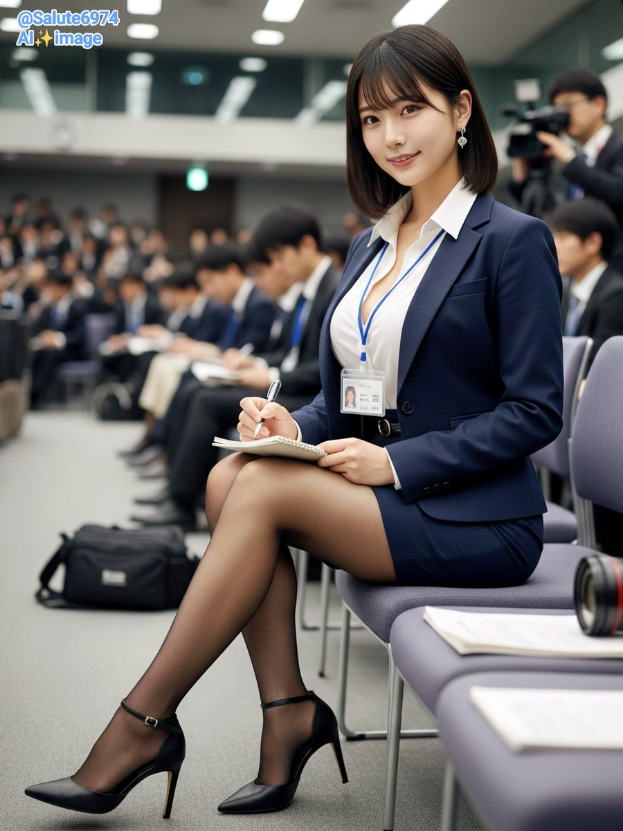 salute6974's tweet photo. 記者のお姉さんは今日も忙しい 
#AIart #AIphoto #AIgirl #AI美女 https://t.co/fDpqEGMJYR