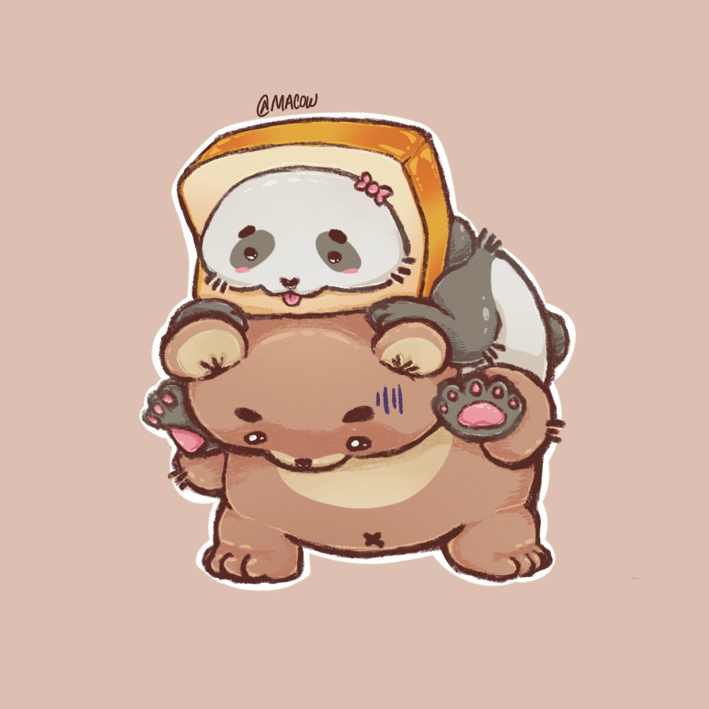 MsMacow's tweet photo. Power bottoming my bread head 🐻
----
I'm currently experiencing an artist block, so I've decided to focus on bread-headed animals until something feels right. I hope this suffices for now ❤️

#bread #animal #food #bear #panda #loaf #bearlover #cute #cozy #art #doodle #drawing https://t.co/zxPOSpp1Ph