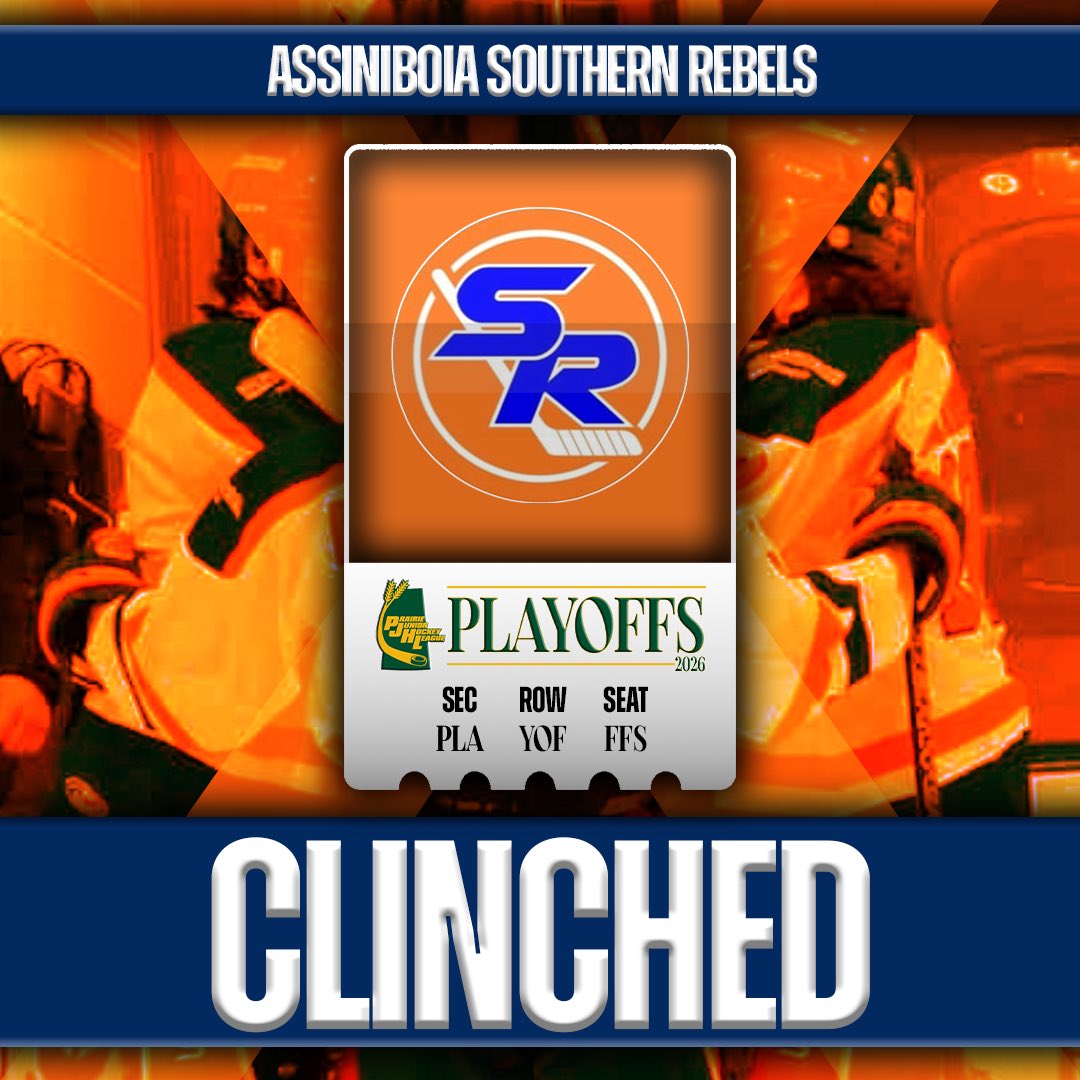 REBELS ROLLING IN 🤠

The Assiniboia #SouthernRebels have punched their ticket to the #PJHLPlayoffs!

#PJHL | #Saskatchewan | #Playoffs