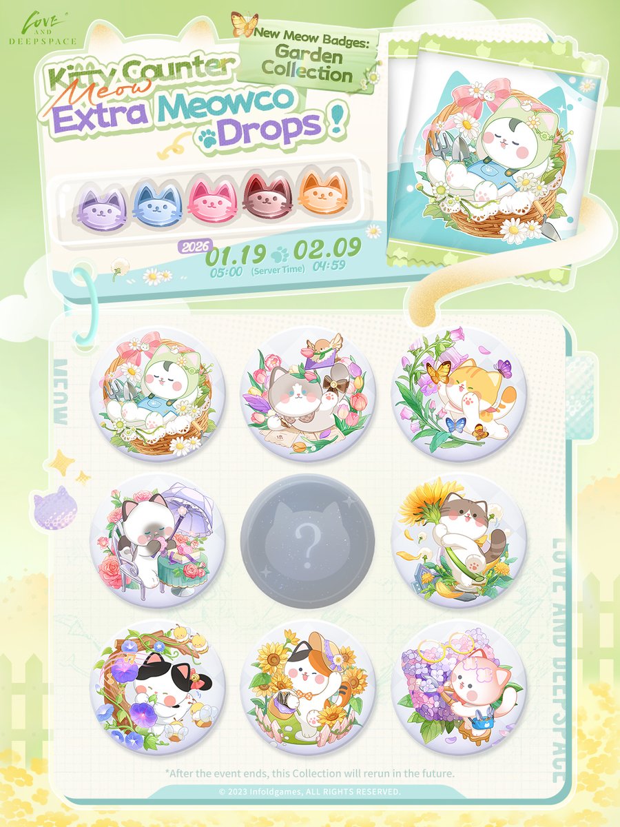 Love_Deepspace's tweet image. On sunny days, the kitties' whiskers may brush against the scent of flowers.
🪐New story unlocked. Tap in: loveanddeepspace.onelink.me/MnPs/7ph1o4u5

Collect exclusive Meowcos and visit the Kitty Counter to draw from the brand-new Meow Badges Series: [Garden] Series!

💫Event Duration: From 05:00…