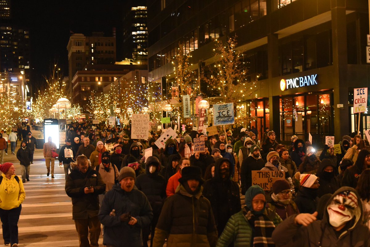 Four photos from Denver tonight: hundreds of protestors called for President Donald Trump to remove ICE agents from U.S. cities, just days after agent Jonathan Ross shot and killed Renee Nicole Good, formerly of Colorado Springs and a mother of three, in Minneapolis