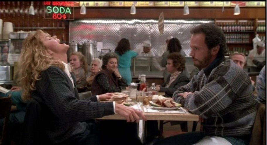 What great scene takes place in a restaurant?