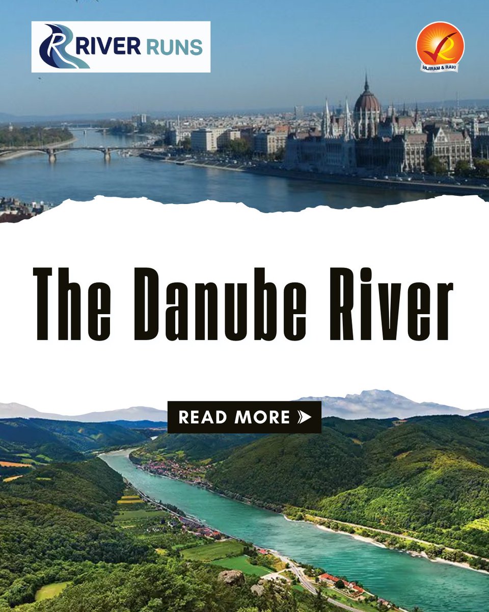 VajiramRavi's tweet photo. #RiverRuns : The Danube River is not just Europe’s second-longest river—it flows through 10 countries, touches 4 national capitals, and drains into the Black Sea.

#DanubeRiver #RiverRuns #WorldGeography #PhysicalGeography #InternationalRivers #EuropeGeography #MapBasedQuestions https://t.co/mIWiWfwCEP