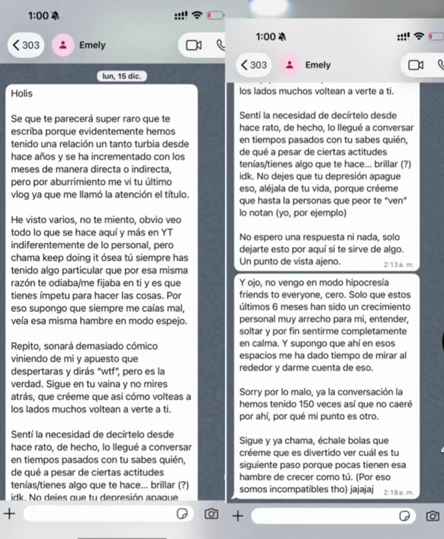 melyoffficial's tweet photo. Angeles saco un vídeo ramdon justo cuando el tema político está revuelto asegura que " Emely Barile" le escribio janadole bo.... Y deja estás capturas.
Pero sinceramente no veo lo funable en sus palabras
@EmelyBarile 👀
#angeles #emely #POLEMICA #emelybarile https://t.co/gytqL70BUL