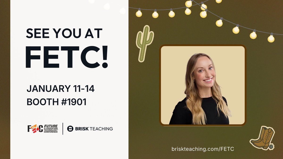 ElisaBostwick's tweet photo. Heading to FETC? Let's connect! Come find us at Booth #1901. I’d love to hear what’s top of mind for you this year in teaching and learning! https://t.co/3zDPnRfkZY