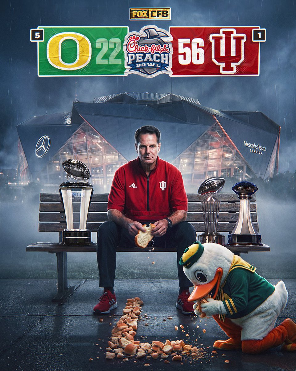 CFBONFOX's tweet image. HOO-HOO-HOO-HOOSIERS‼️

@IndianaFootball dominates Oregon and is headed to the CFP National Championship 🏆