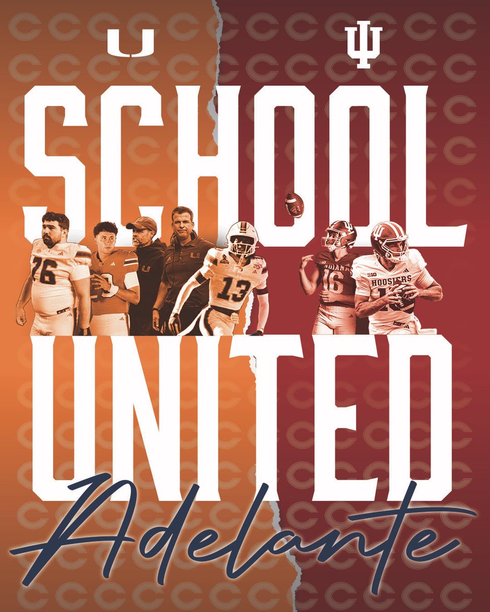 ColumbusHS_Mia's tweet image. Not divided.
United.
Indiana. Miami.
Columbus.
#CPride #Adelante
.
.
🏈 Indiana: Fernando Mendoza ’22, Alberto Mendoza ’24
🏈 Miami: Bryce Fitzgerald ’25, Ryan Rodriguez ’21, Vinny Gonzalez ’25
🎧 Coaches: Mario Cristobal ’88, Alex Mirabal ’88