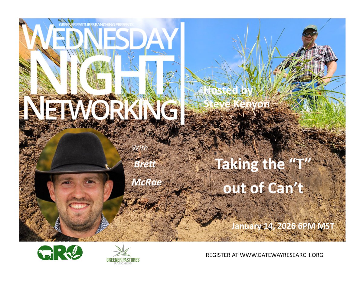 GPRanchingLTD's tweet photo. Join us on January 14, 2026 at 6pm MST for WNN with special guest Brett McRae of McRae Land &amp; Livestock; a commercial cattle and rotational grain crop operation near Brandon, Manitoba

Register Now:
https://t.co/EpuLDulFGX https://t.co/hLNvE7dxzY