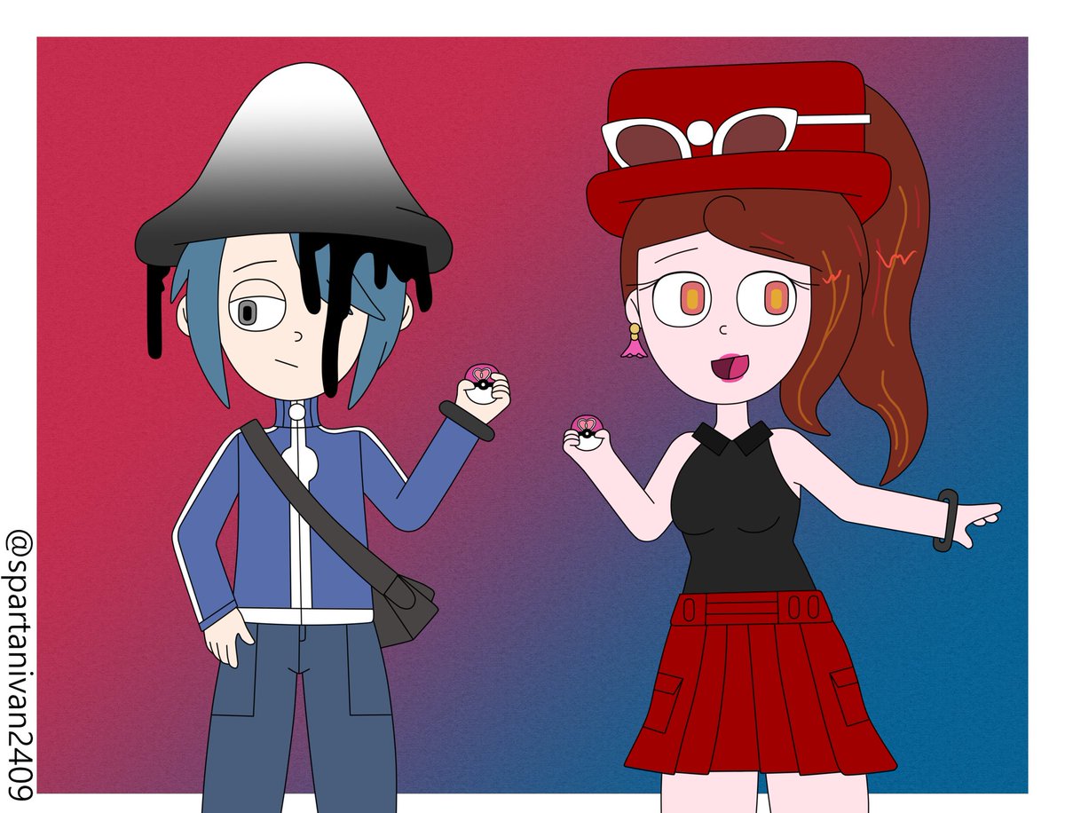 Noir y Rosbelly con cosplays de Kalm y Serena de Pokémon X/Y, Rosbelly es oc de <a href="/jpz_d/">💙💜🤎Delijz🧡💚✨</a>
