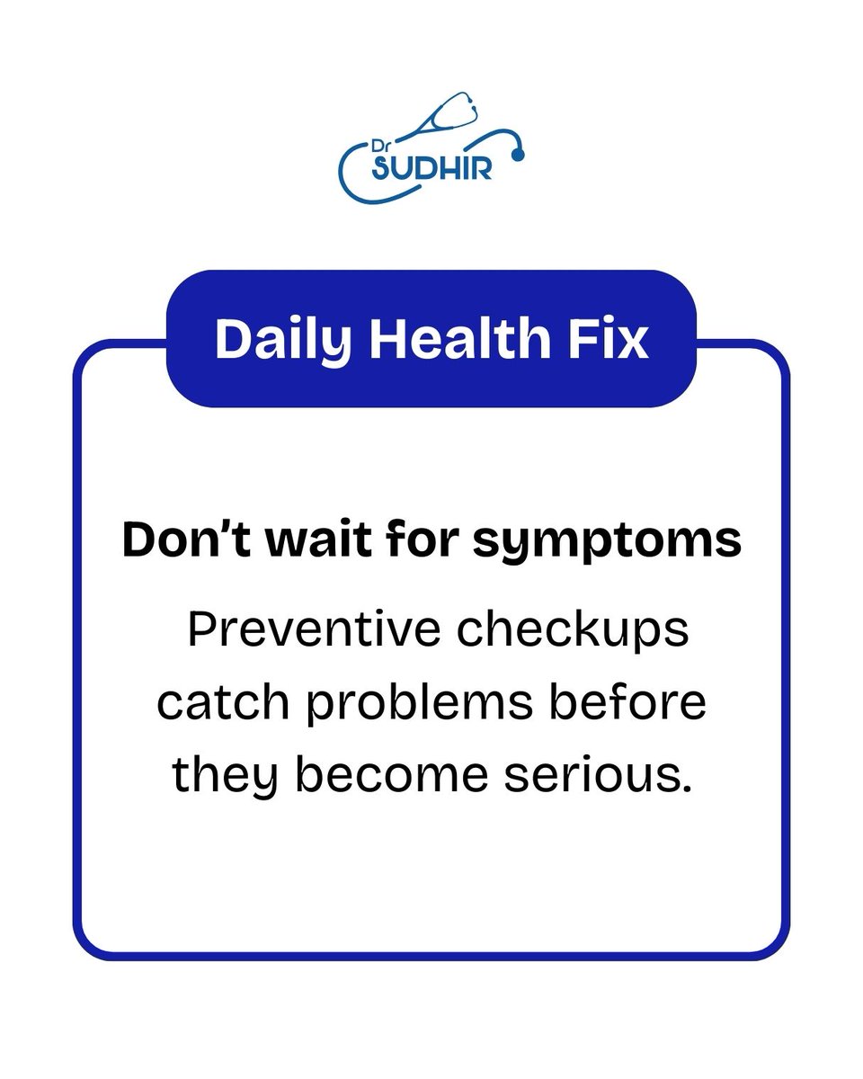 dr_wawdhane's tweet photo. Feeling fine doesn’t always mean everything is fine.
Routine #healthtests can reveal hidden risks early.
Essential tests during #preventivecheckups:
✔️BP & blood sugar
✔️Cholesterol levels
✔️CBC
✔️Thyroid profile
✔️Liver & kidney function tests https://t.co/glaSnIwZOX